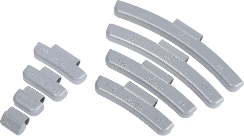EZISOE MC-Series Zinc Clip on Wheel Weights Assortment,Precise Tolerances,0.25OZ/0.5OZ/0.75OZ/1.0OZ, 15PCS/Style, 1.25OZ/1.5OZ/2OZ/2.5OZ, 5PCS/Style, Total 80Pcs - Image 1